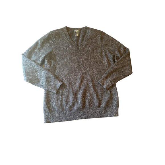 Charter Club Luxury Cashmere Black Sparkle Thread Sweater V Neck Size X Large - Picture 1 of 4